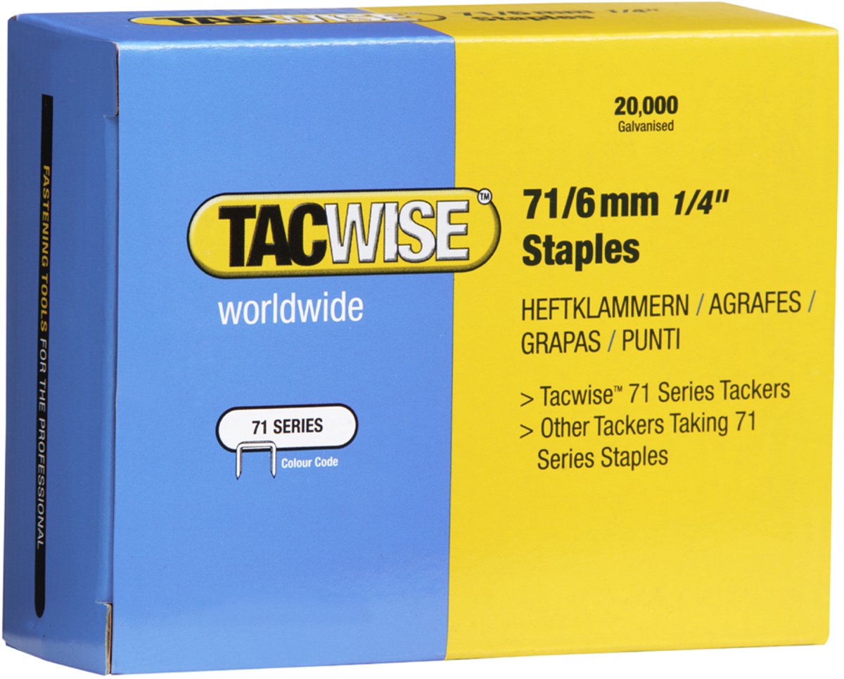 TACWISE nietjes 71/6 mm verzinkt, 20.000 stuks