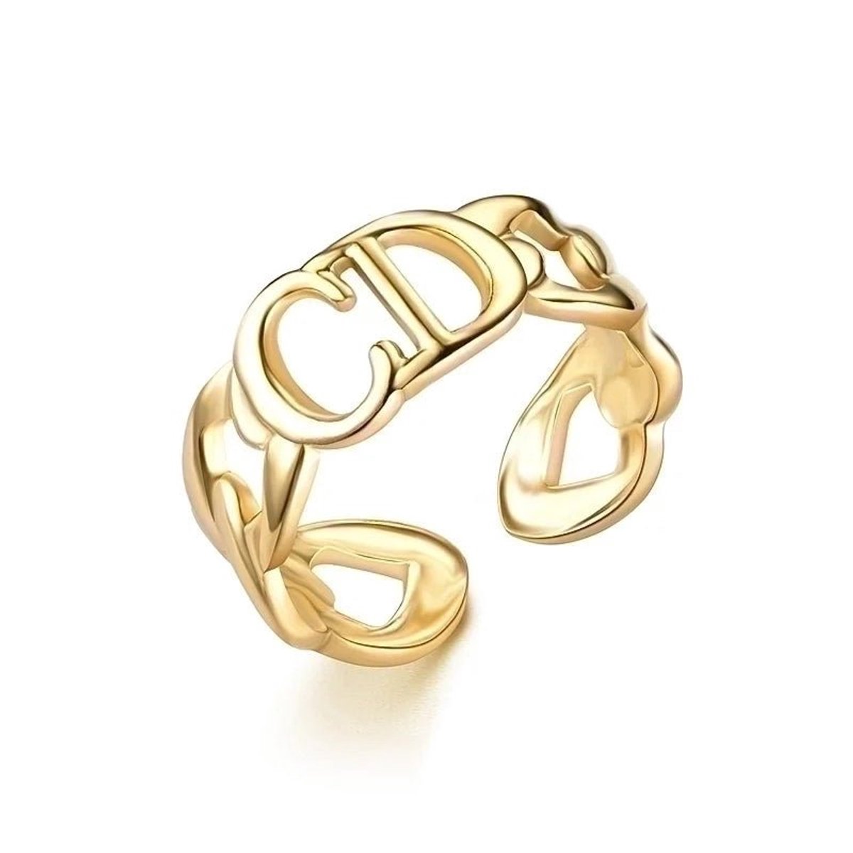 Rvs sieraden - Stalen verstelbare open ring - Stijlvol - CD motief