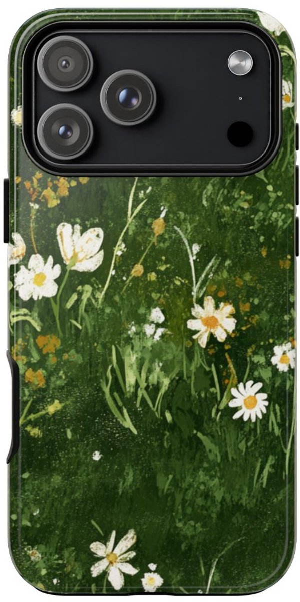 Groene Weide met Witte Bloemen – Telefoonhoesje Geschikt voor iPhone 17 Pro Max