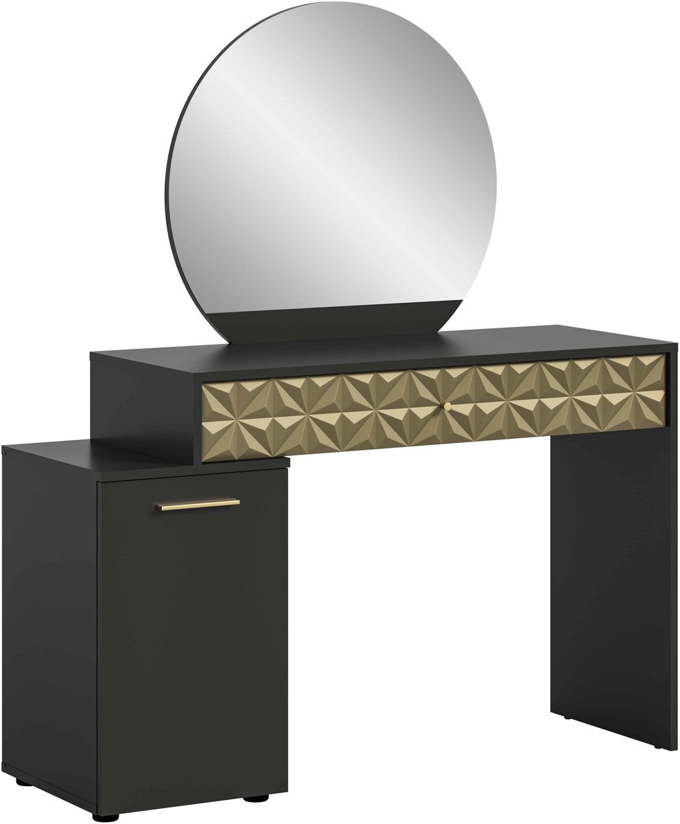 Furnilux Prisma kaptafel zwart melamine goud NB - 42x117x137cm zwart, goud