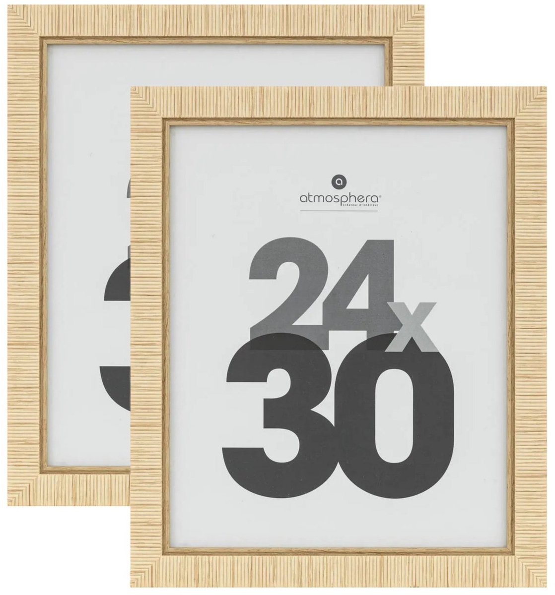 Atmosphera Fotolijstje Bali - 2x - voor 24 x 30 cm foto - beige - mdf/glas - ornament frame 29 x 35 cm - staand/hangend