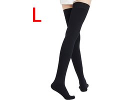 Dijhoge compressiekousen 20-30 mmHg - Voor dames en heren - Hoge compressiesteun - Geschikt voor beenpijn - 20-30 mmHg GH Zwart L