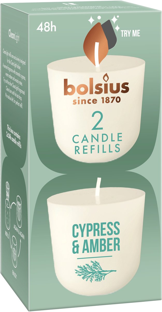 Bolsius Geurkaars Navulling Cypress & Amber -
