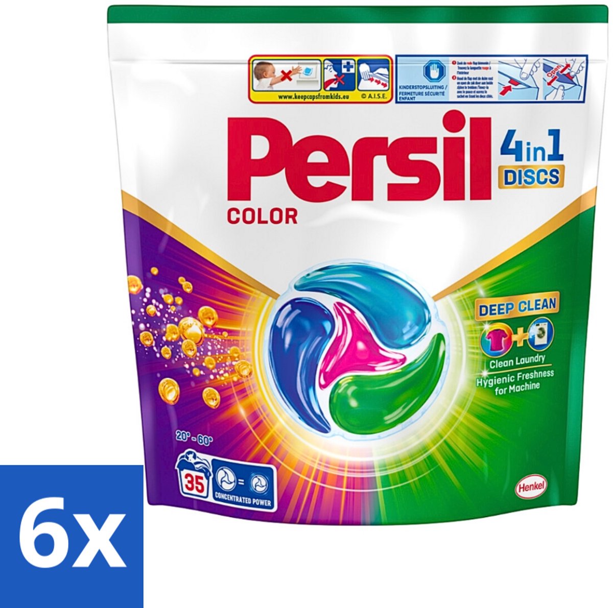 6 x Persil - Wasmiddel - Discs Color - Voor Gekleurde Was - Krachtige Vlekverwijdering - 35 wasbeurten - Wasmiddelen - Wascapsules - Kleurwas - Vlekkenverwijderaar - Wasverzorging