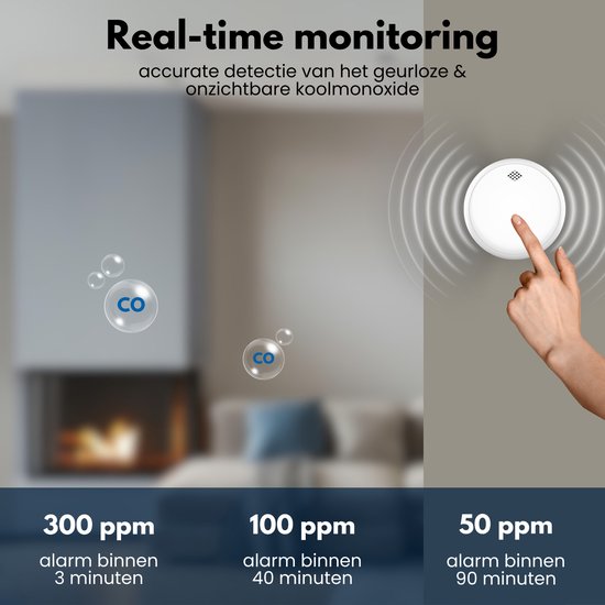 Aroha Safety Pro Combimelder - 10 jaar batterij - Rookmelder & Koolmonoxidemelder - Aroha Sleep Line - Slaapkamer vriendelijke CO melder & Brandmelder
