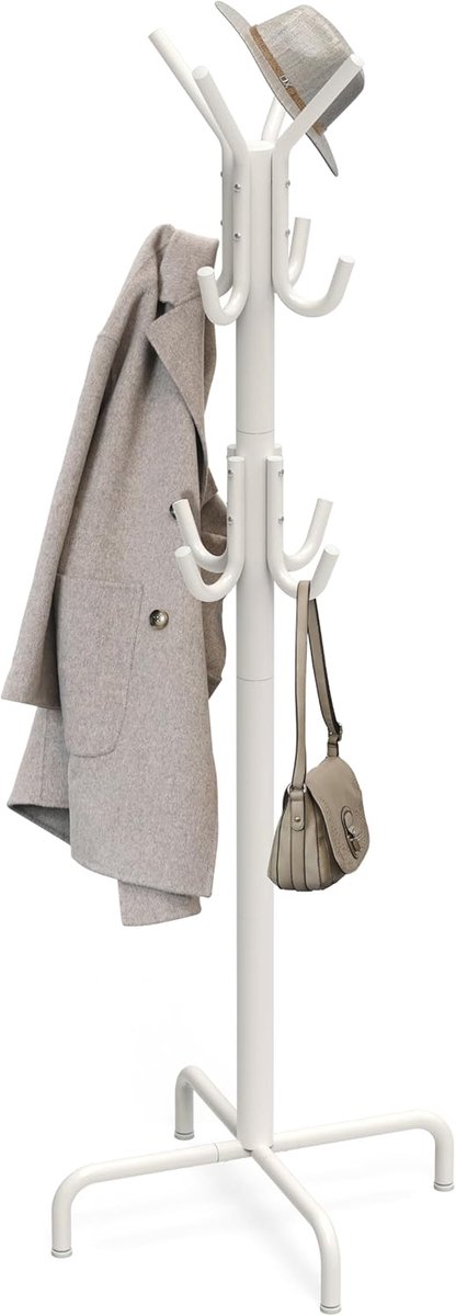 Staande Jas en Hoed Hanger Organizer - Wit, Multi-Functioneel