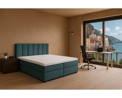 Boxspring Amalfi vlak, 140x200 cm, kleur lichtblauw