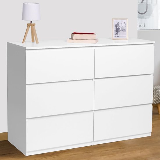 IDMarket TOMI Commode met 6 laden, 110 cm, wit hout