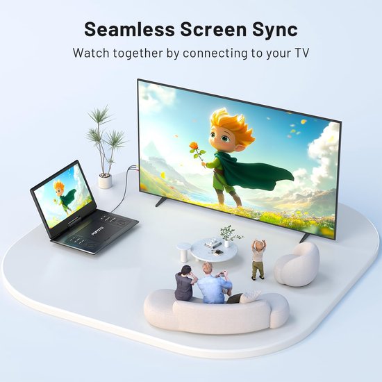 Draagbare DVD-speler 15,7 inch met 14,1 inch HD-scherm, 6 uur batterijduur, multiformaat ondersteuning en schokbestendig ontwerp — afbeelding 3
