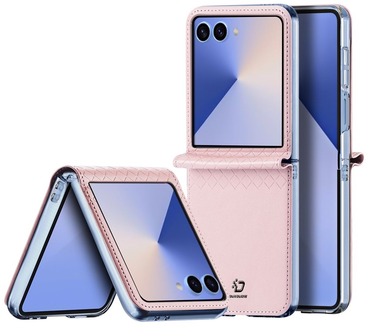Dux Ducis Geschikt voor Samsung Galaxy Z Flip 7 Leren hoes - backcover - Lichtroze