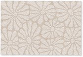 Deurmat 90x60 cm - Droogloopmat Bloemen - Print - Beige - Bruin - Minimalistisch - Mat voor binnen - Schoonloopmat - Deurmatten met print - Inloopmat