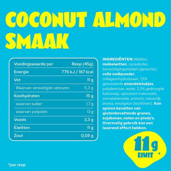 ahead Proteine Repen - Suikerarme Eiwitreep - Doos 14×45 g (630 g) - Vezelrijk Protein Bar Zonder Palmolie - 11-12 g Eiwit van Merkloos — afbeelding 5