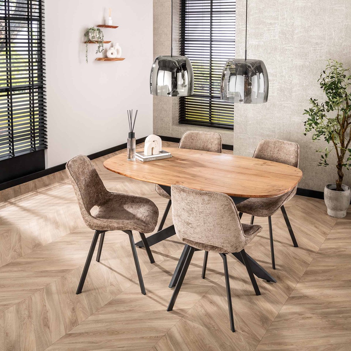 Dimehouse Deens ovale eettafel licht massief acaciahout Tavon 150x90 cm - Hout - Scandinavisch & Basic - Deens ovaal