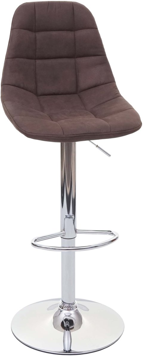 MCW Barkruk MCW-A67, barkruk counter stool ~ vintage donkerbruine stof/textiel, chromen onderstel