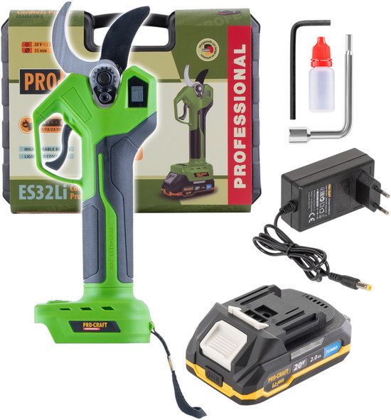 Procraft ES32Li accu-takkenschaar 20 V borstelloos + 1x accu 2,0 Ah + oplader + koffer — afbeelding 4