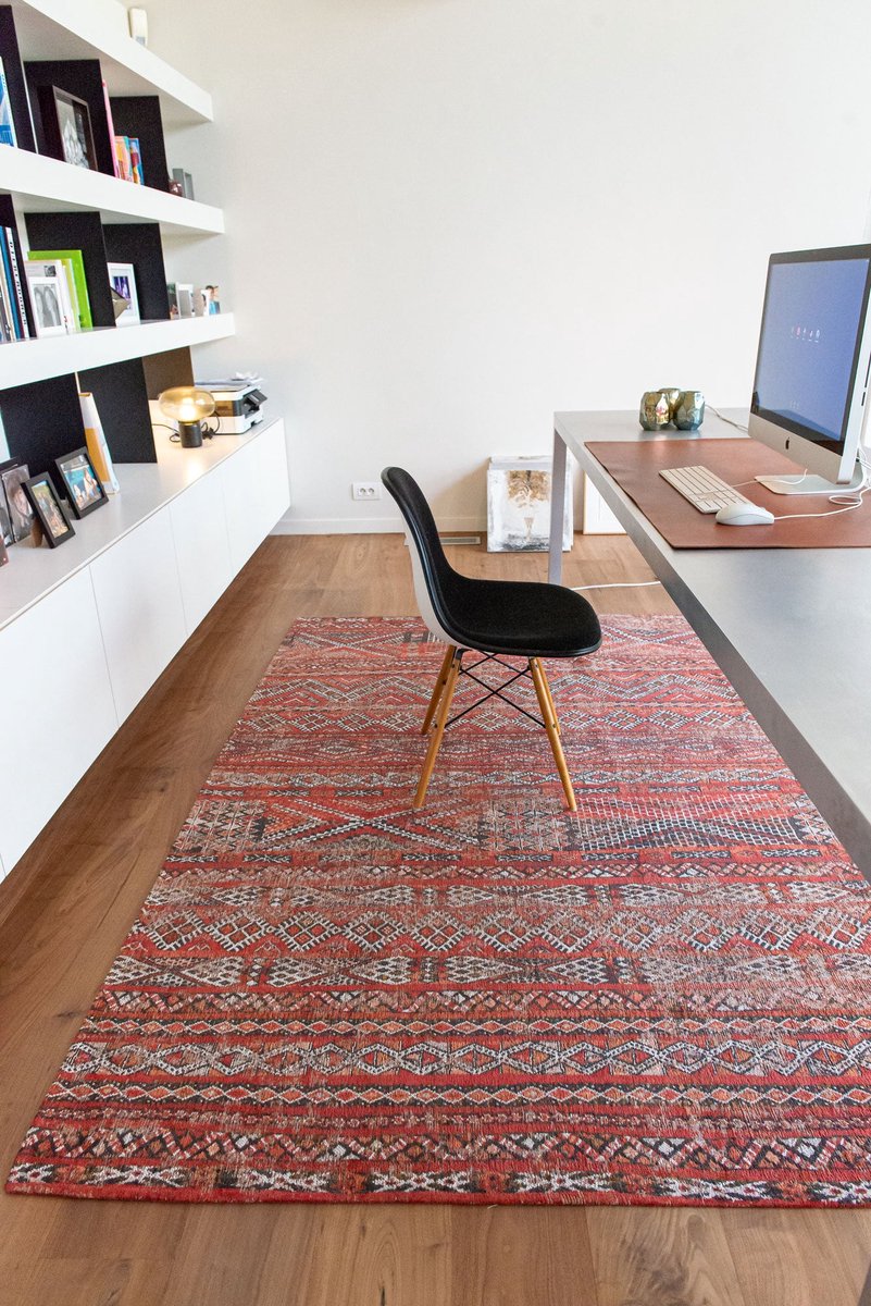 Wasbaar Binnen & Buiten Vloerkleed - 240 x 340 cm - Louis De Poortere Kilim Fez Red - Laagpolig Tapijt - Gerecycled PET - Made in Belgium - Circulair