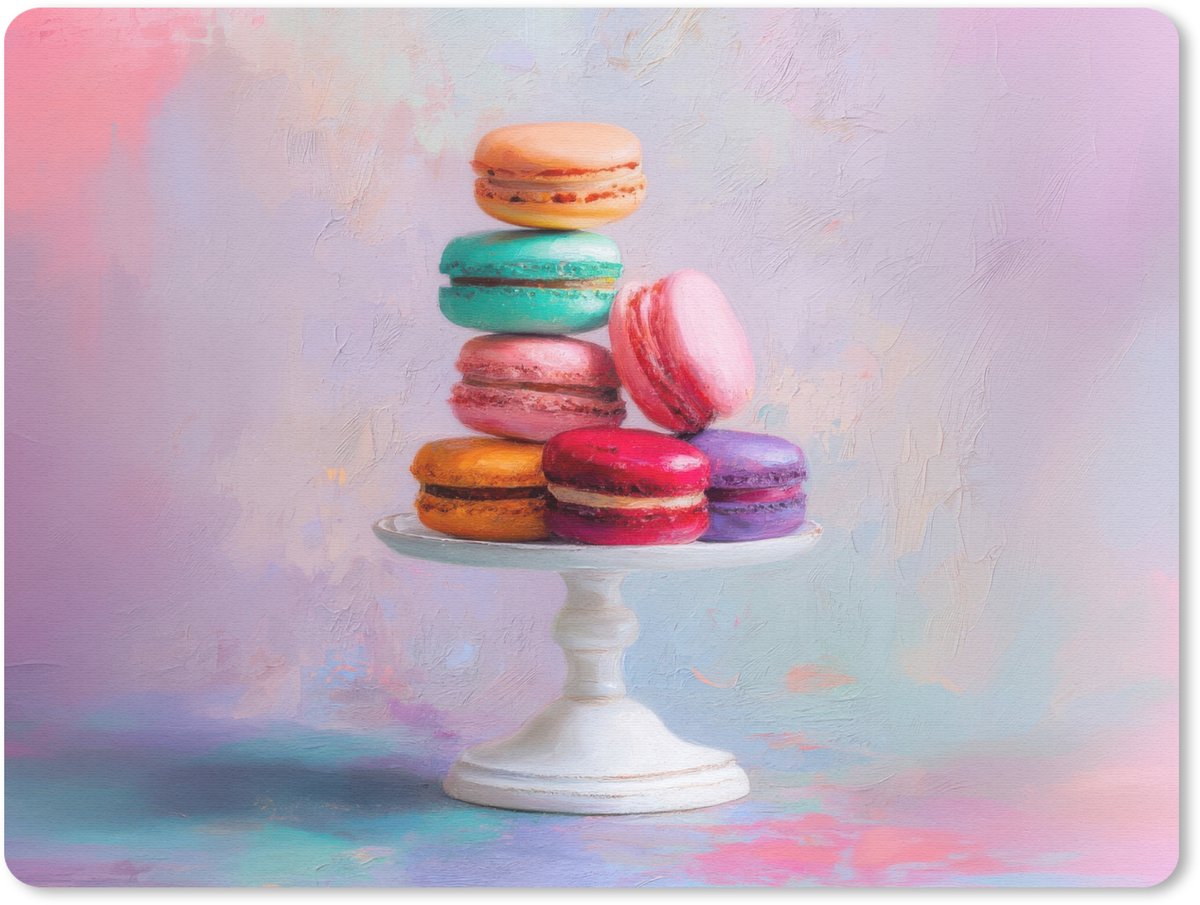 Muismat 23x19 cm - Mousepad Macarons - Schaal - Pastel - Kleurrijk - Muismatten