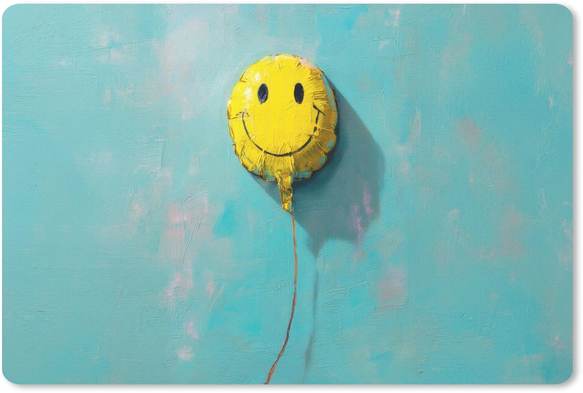 Muismat 27x18 cm - Mousepad Ballon - Geel - Smiley - Muismatten