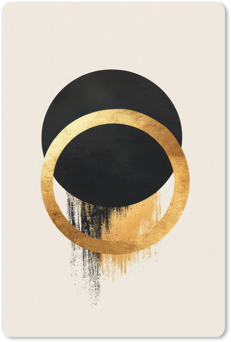 Muismat 18x27 cm - Mousepad Abstract ontwerp - Zwarte cirkel - Verfvlekken - Muismatten