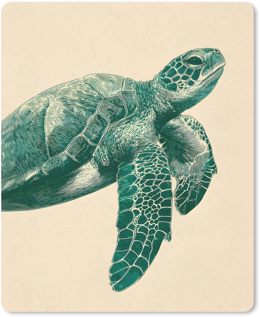 Muismat 19x23 cm - Mousepad Schildpad - Sierlijk - Groen - Schild - Muismatten