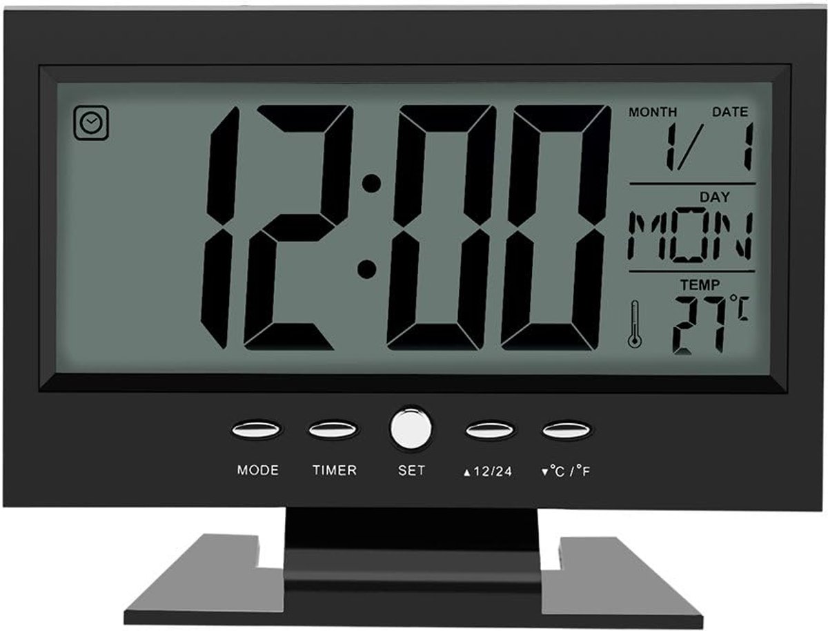 Digitale Klok met LCD Display, Wekker met Geluidssensor, Kalender en Temperatuur