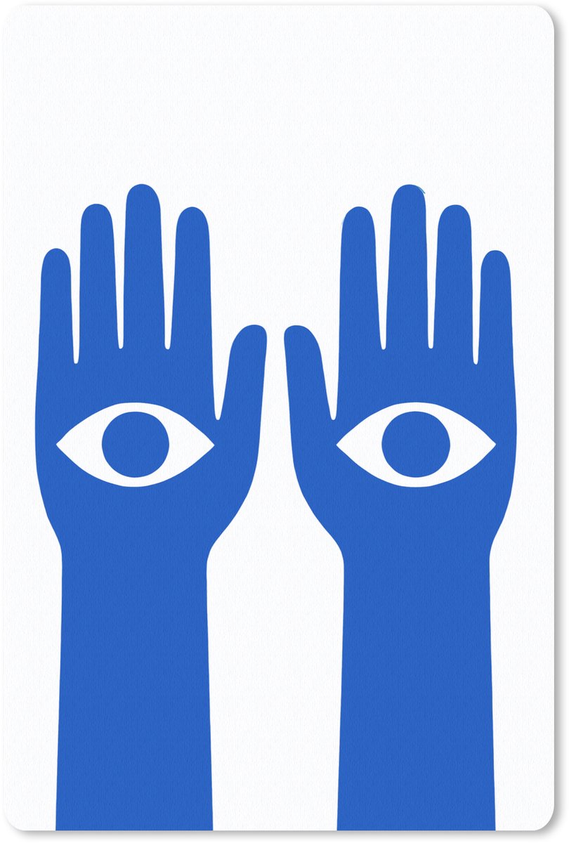 Muismat 18x27 cm - Mousepad Handen - Twee - Ogen - Blauw - Muismatten