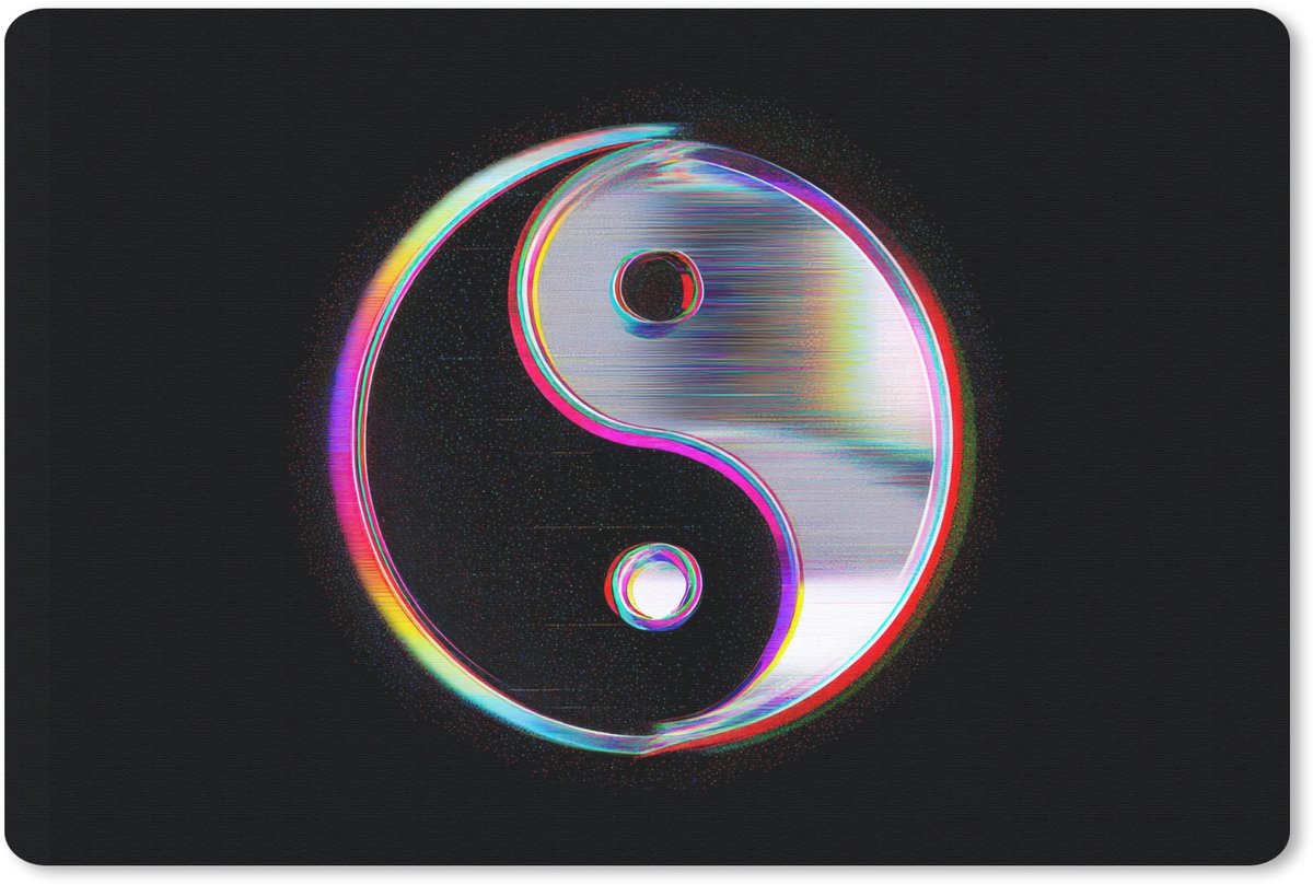 Muismat 27x18 cm - Mousepad Yin-Yang - Cirkel - Regenboog - Muismatten