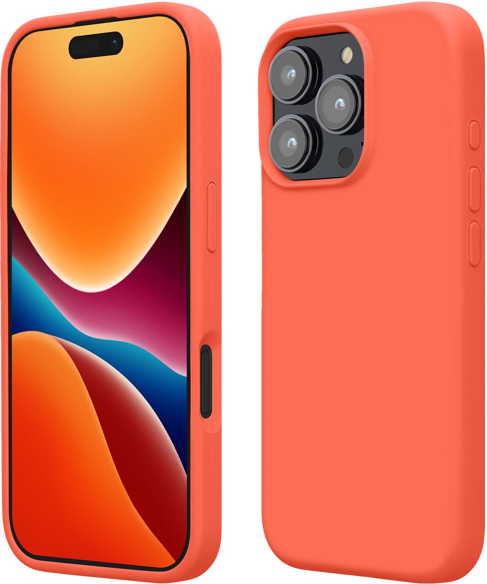 kwmobile telefoonhoesje geschikt voor Apple iPhone 16 Pro - Hoesje met siliconen coating - Smartphone case in levendig koraal