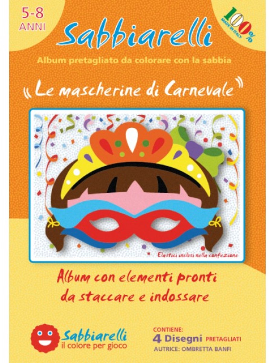 Sabbiarelli zandschilderen album maskers creatief speelgoed 4 stuks.