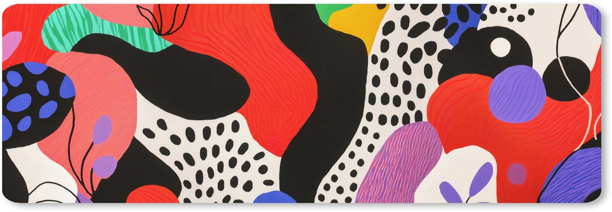 Muismat XXL 90x30 cm - Bureau onderlegger - Bureau mat Abstract - Vormen - Kleuren - Stippen - Bureaumat - Gaming mousepad xl - Bureaulegger groot - Computer deskmat