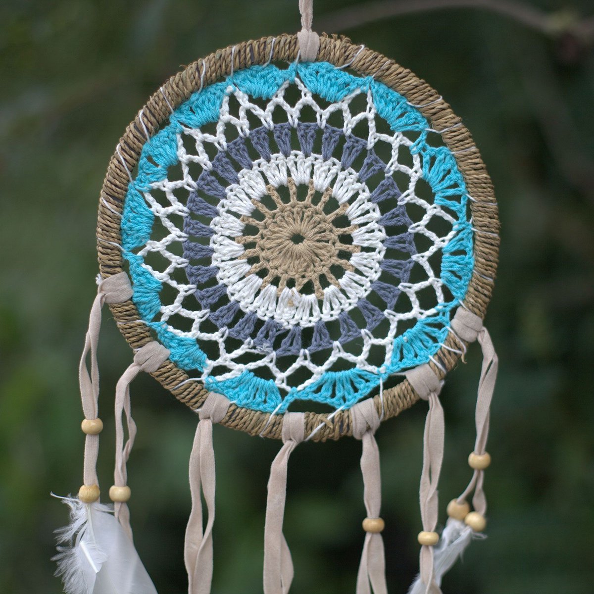 Bali Macramé Dromenvanger - Handgemaakt - Pastel Blauw - 16cm