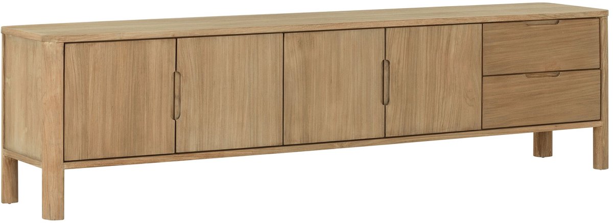 DTP Home TV stand Forte, 4 doors, 2 drawers,55x210x40 cm, teakwood natural