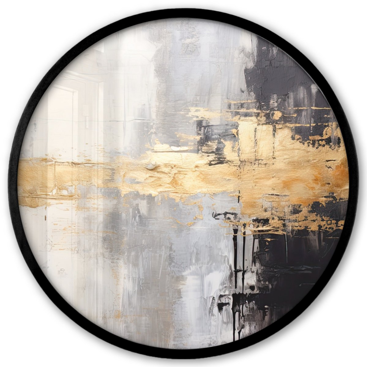 FrameYourWall Poster in lijst Rond - Fotolijst 40x40 cm - Posters - Goud - Luxe - Acryl - Kunst - Ronde posterlijst zwart - Decoratie - Wanddecoratie woonkamer - Muurdecoratie slaapkamer Marmer look - Luxe