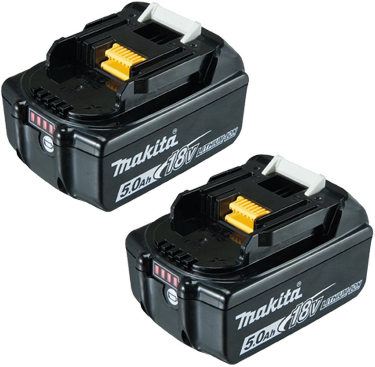 Makita 2x BL1850B Accu 5,0 Ah 18V Li-Ion met laadindicator - BL1850B-2
