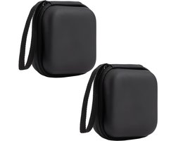 2 stuks - Hoofdtelefoonhoes - 9× 9 × 4,5 cm - Beschermhoes - Waterdicht en schokbestendig - Draagbare hoes - Harde beschermdoos - Opbergen van hoofdtelefoons, datakabel - Voor een breed scala aan hoofdtelefoons - Zwart