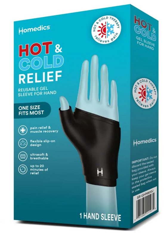 HoMedics Hot and Cold Compression Sleeve Voor de Pols - Padel of Tennis Blessure - koeling sleeve - cooling - Warm & koud - Polsblessure - zwellingen - Super Flexibel en Duurzaam - Gaat Lang Mee