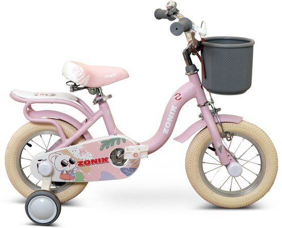 Zonix Meisjesfiets 12 Inch Roze Kinderfiets Met Zijwieltjes Voor Meisjes Van 2 Tm 4 Jaar Geschikt Voor Kledingmaat 90-105 van Zonix — afbeelding 2