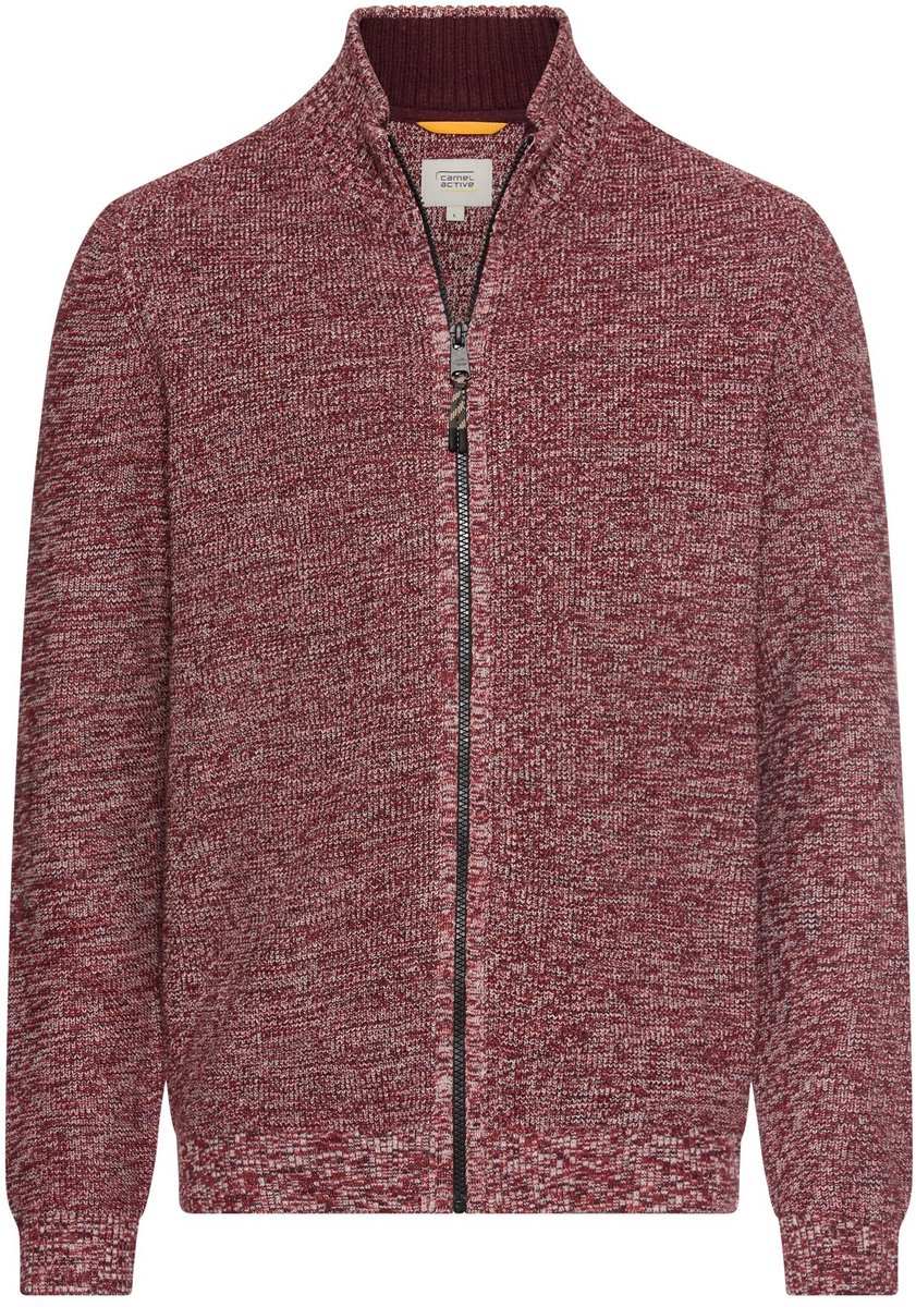 camel active Gebreide cardigan van een zachte katoenmix - Maat menswear-M - Amberrood
