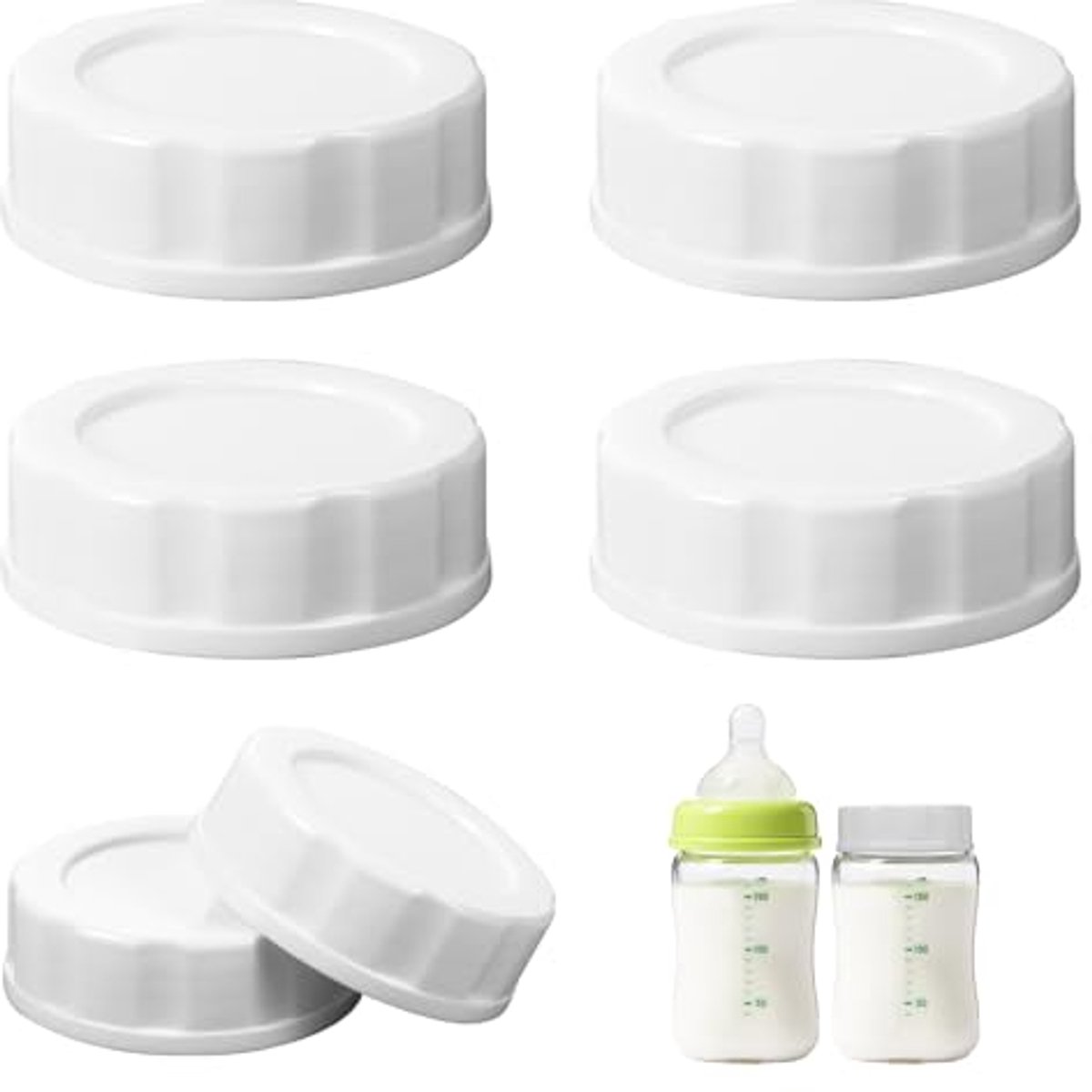 Image of 6 Stuks Babyflessen Deksel voor Babyflessen van 6-18 Maanden - Reiskappen en Sluitingen voor Veiligheid en Hygiëne