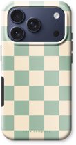 Case Company® - Hoesje geschikt voor iPhone 17 Pro hoesje - Checkered Mint - Tough Case - Maximale Bescherming alle Kanten en Schermrand