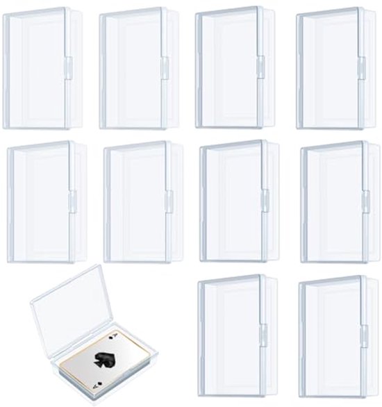 Abeillo 5-delige speelkaartenbox, 10,5 x 7,5 x 2,5 cm, transparante kunststof doos voor speelkaarten, bankkaarten en visitekaartjes