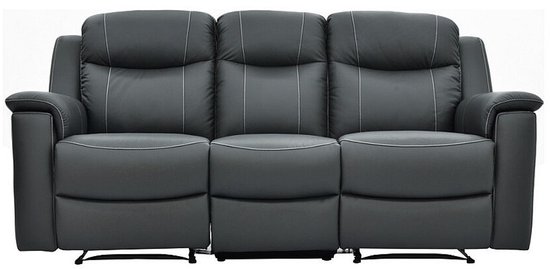 Canapé relax 3 places EVASION en cuir - gris L 205 cm x H 100 cm x P 96 cm