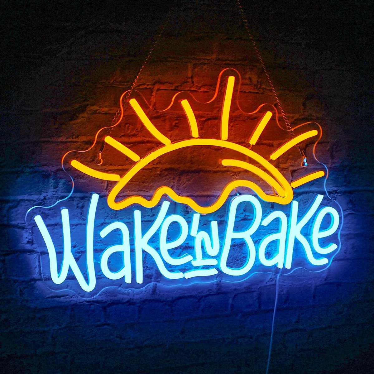 Daity Neonreclame met neonverlichting in de vorm van een bakkerij - een neonreclame met gele en blauwe leds - neonreclame met USB-letters - geschikt voor slaapkamer - huis - keuken - bakkerij - café en verjaardagsfeestje.