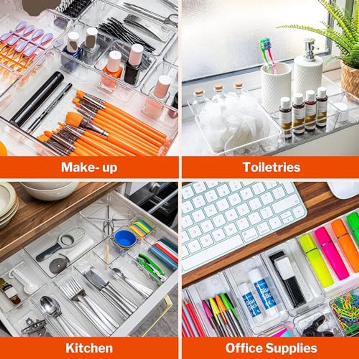 Lade-organizerset voor cosmetica en keuken, 16-delig