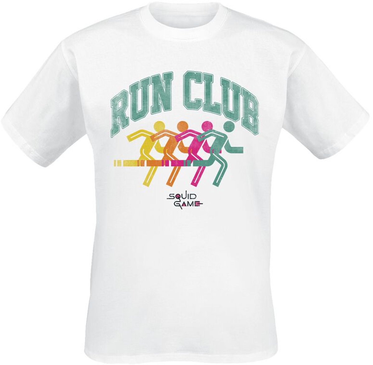 Squid Game Run Club Silhouette Heren T-shirt - wit - XXL