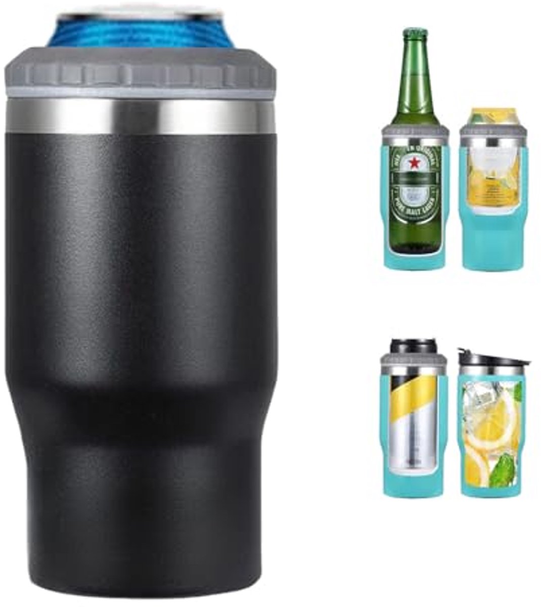 Image of 4 in 1 roestvrijstalen kan en fles isolator met twee-weg deksels