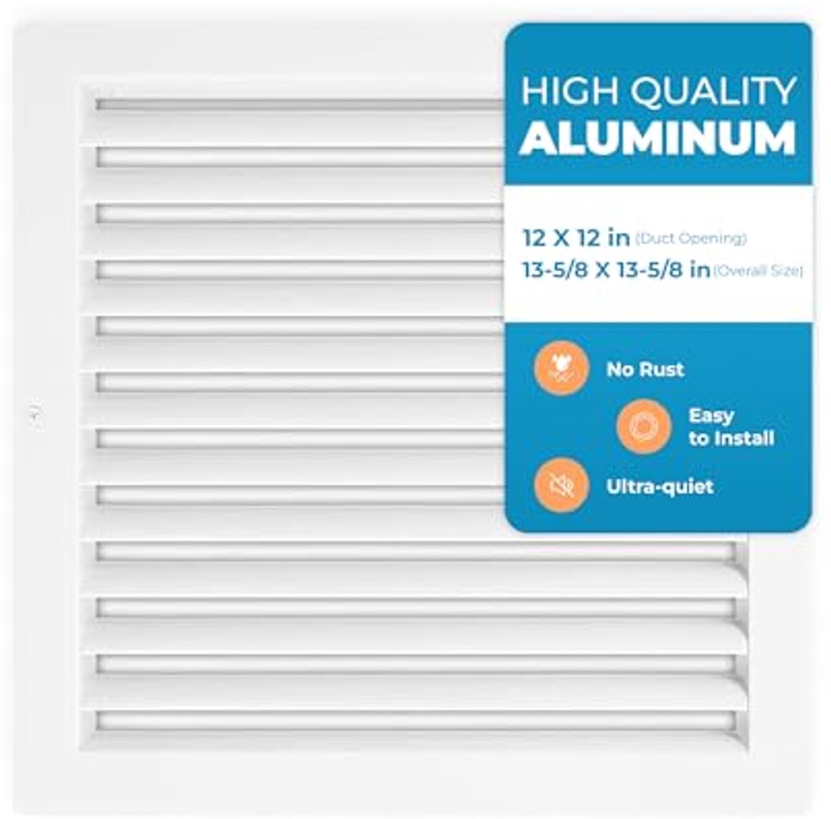Duurzame 12 x 12 Inch Ventilatie Grille voor Optimale Luchtstroom – Geluidsarme Muurventilatie voor Woon- en Industriegebruik
