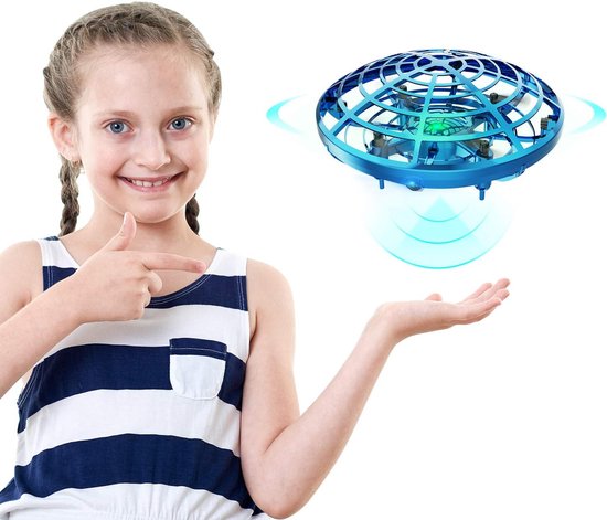 JeiibrZui Handbediende Drone - UFO-Vliegende Bal Met Bewegingssensor - Besturing Met Gebaren En 360° Rotatie - 1 - Voor Kinderen En Volwassenen, Blauw