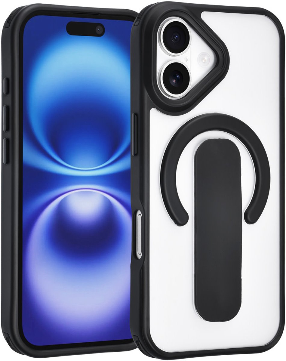 TUNIQ Anti-shock Back cover voor iPhone 17 - Ingebouwde Ringstandaard - Zwart Edge