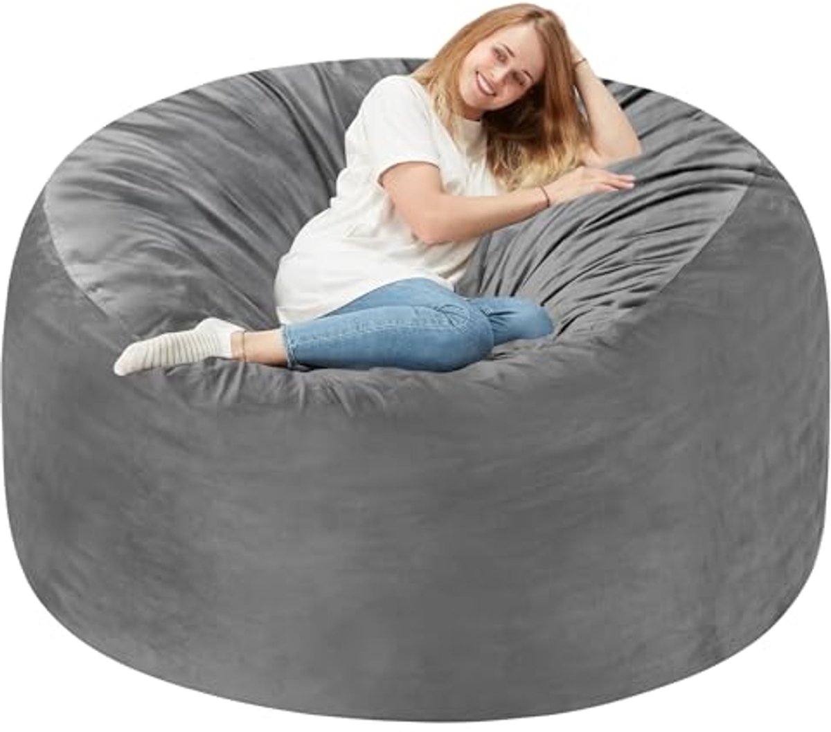 Grote zitzakstoel 5FT met traagschuim en zachte velet hoes
